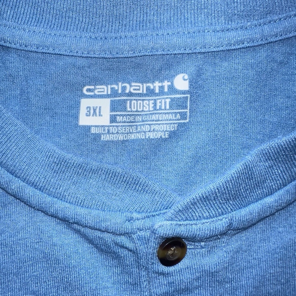 Carhartt K84 Men's 3XL Blue Loose Fit SS Heavyweight Henley Pocket Work Shirt - Picture 3 of 10
